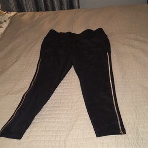 Black, stretchy, tummy control Ath-leisure pants.
